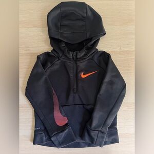 Nike Dri-Fit Pullover Hoodie Black and Orange with pockets size 2T Active Wear